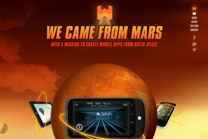 we came from mars website preview